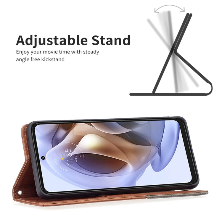 For Motorola Moto G31 / G41 Side Fingerprint Version Prismatic Invisible Magnetic Leather Phone Case