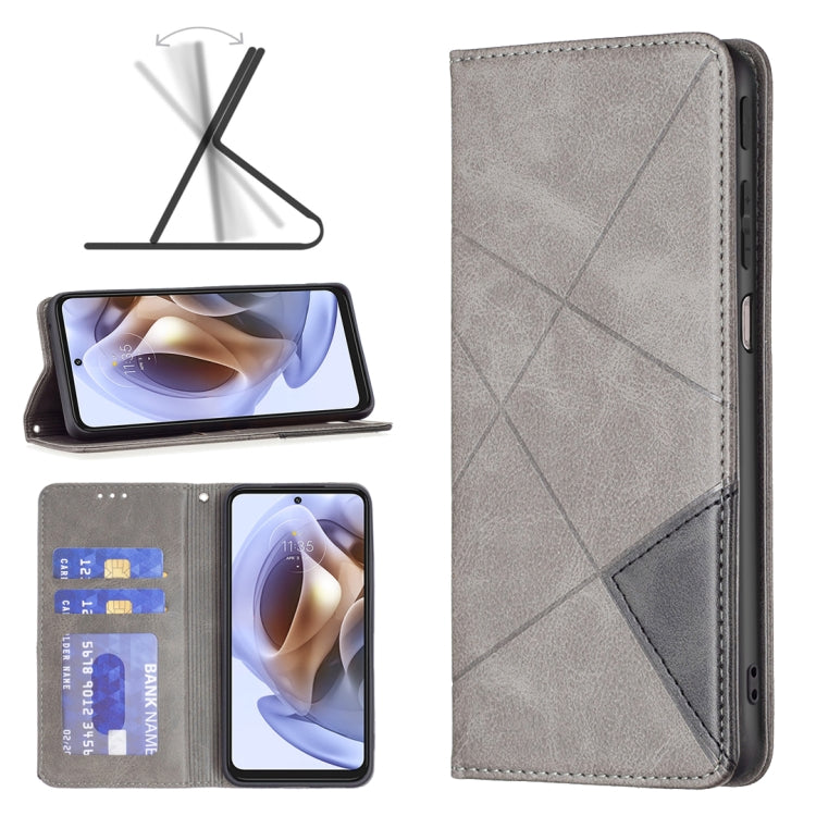 For Motorola Moto G31 / G41 Side Fingerprint Version Prismatic Invisible Magnetic Leather Phone Case