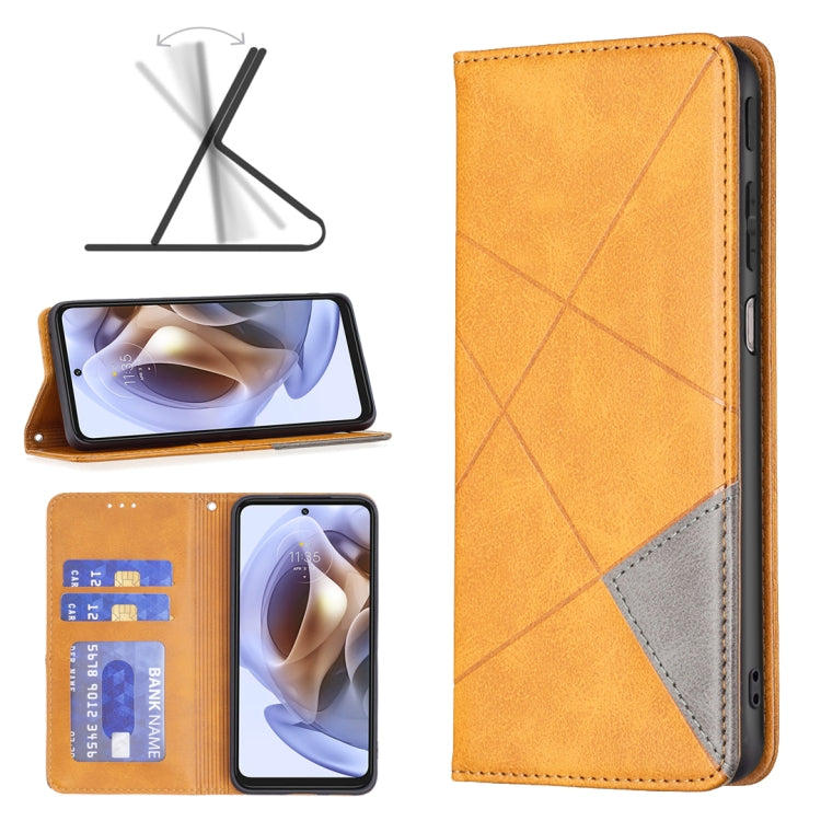 For Motorola Moto G31 / G41 Side Fingerprint Version Prismatic Invisible Magnetic Leather Phone Case