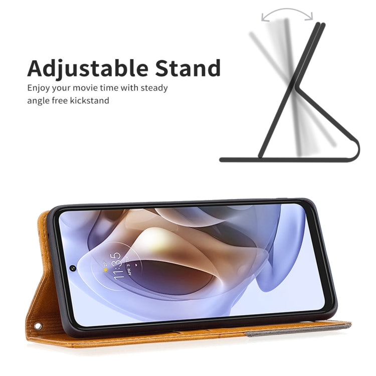 For Motorola Moto G31 / G41 Side Fingerprint Version Prismatic Invisible Magnetic Leather Phone Case