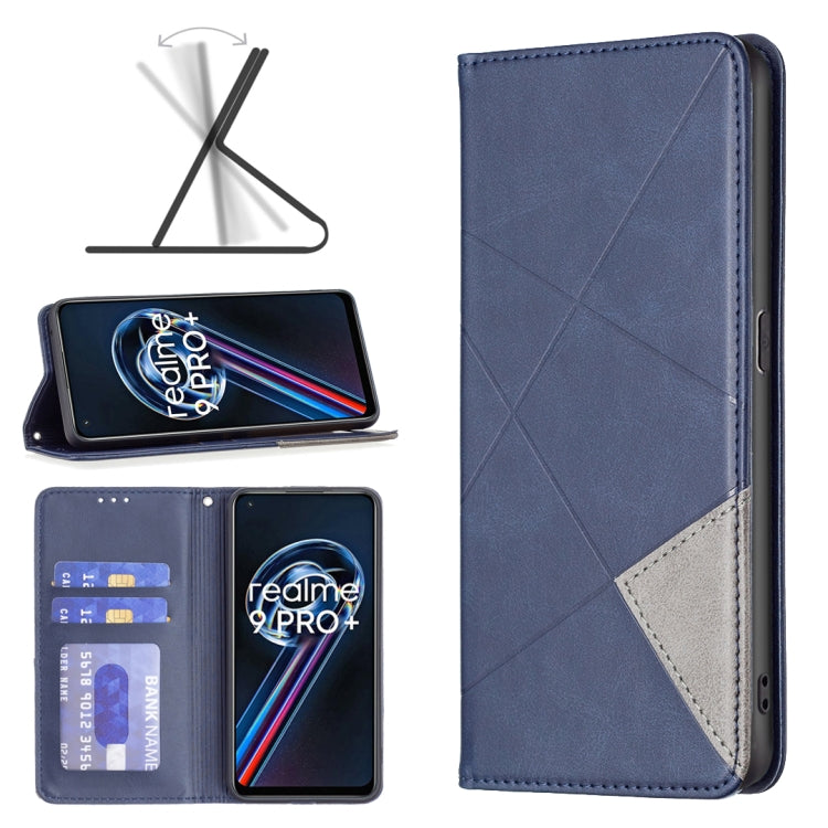 For OPPO Realme 9 Pro+ Prismatic Invisible Magnetic Leather Phone Case