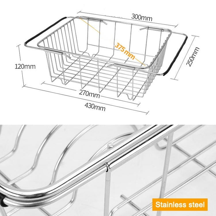 Kitchen Dish Drainer Sink Drain Basket Washing Vegetable Fruit Drying Holder Stainless Steel Adjustable Rack, Size:Ordinary Style