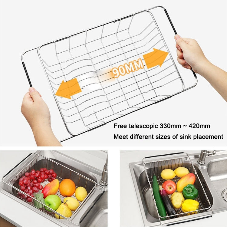 Kitchen Dish Drainer Sink Drain Basket Washing Vegetable Fruit Drying Holder Stainless Steel Adjustable Rack, Size:Ordinary Style