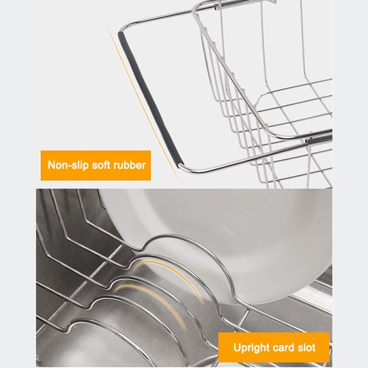 Kitchen Dish Drainer Sink Drain Basket Washing Vegetable Fruit Drying Holder Stainless Steel Adjustable Rack, Size:Ordinary Style