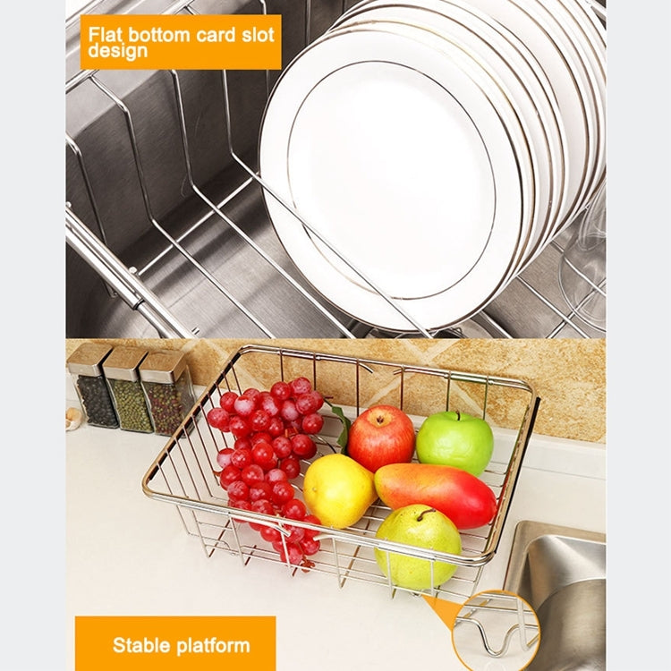 Kitchen Dish Drainer Sink Drain Basket Washing Vegetable Fruit Drying Holder Stainless Steel Adjustable Rack, Size:Ordinary Style