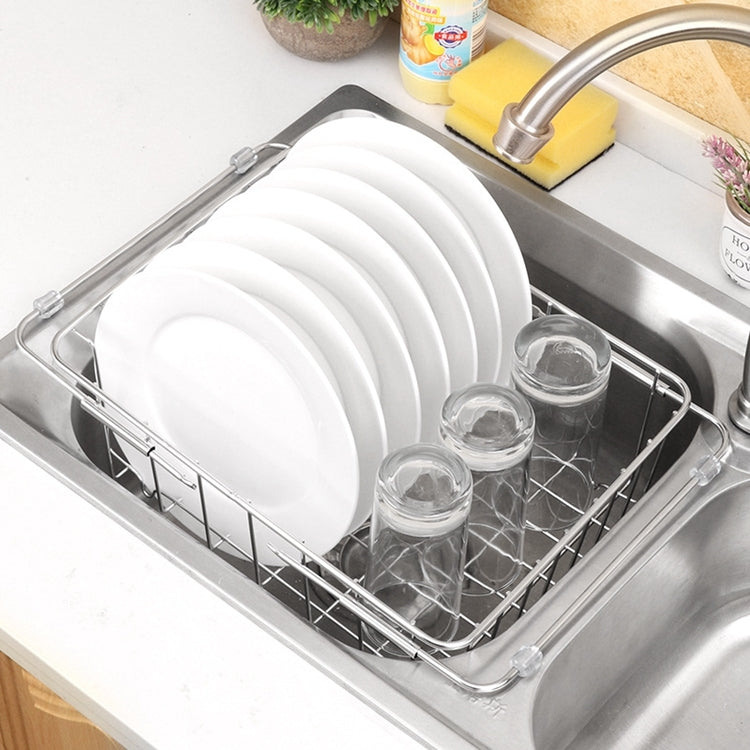 Kitchen Dish Drainer Sink Drain Basket Washing Vegetable Fruit Drying Holder Stainless Steel Adjustable Rack, Size:Ordinary Style