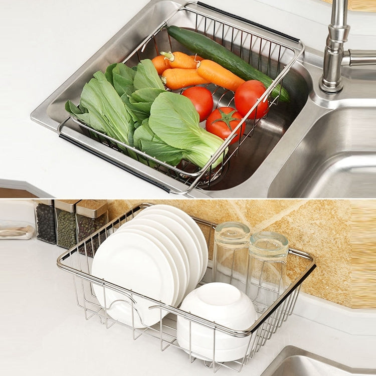 Kitchen Dish Drainer Sink Drain Basket Washing Vegetable Fruit Drying Holder Stainless Steel Adjustable Rack, Size:Ordinary Style