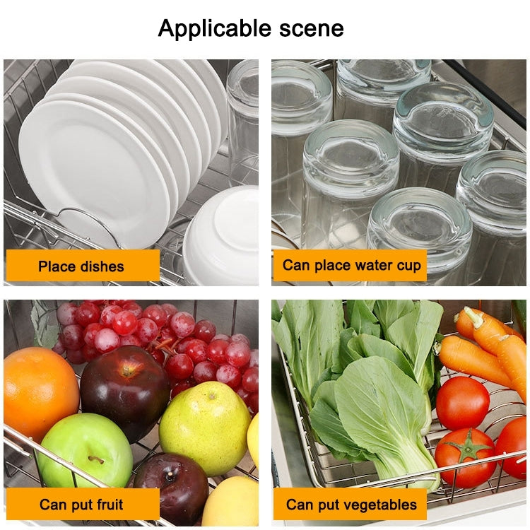 Kitchen Dish Drainer Sink Drain Basket Washing Vegetable Fruit Drying Holder Stainless Steel Adjustable Rack, Size:Ordinary Style
