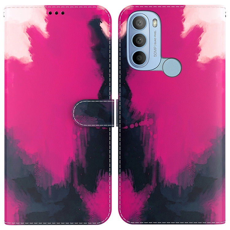 For Motorola Moto G31 4G Brazil Version with Fingerprint Watercolor Pattern Horizontal Flip Leather Phone Case