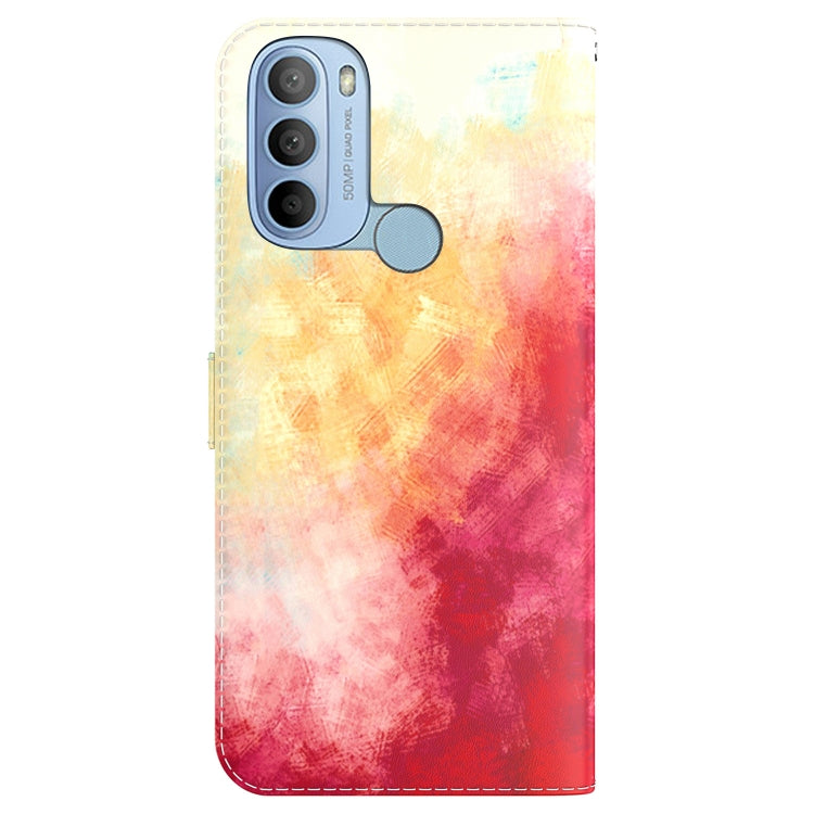For Motorola Moto G31 4G Brazil Version with Fingerprint Watercolor Pattern Horizontal Flip Leather Phone Case