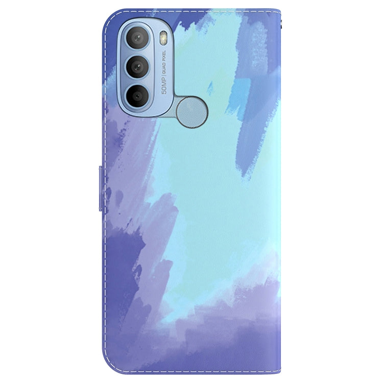 For Motorola Moto G31 4G Brazil Version with Fingerprint Watercolor Pattern Horizontal Flip Leather Phone Case