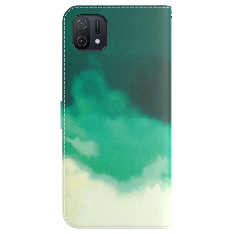 For OPPO A16K Watercolor Pattern Horizontal Flip Leather Phone Case