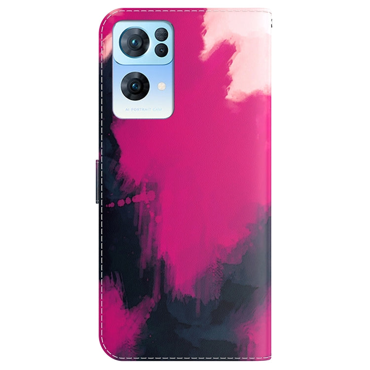 For OPPO Reno7 Pro 5G Watercolor Pattern Horizontal Flip Leather Phone Case