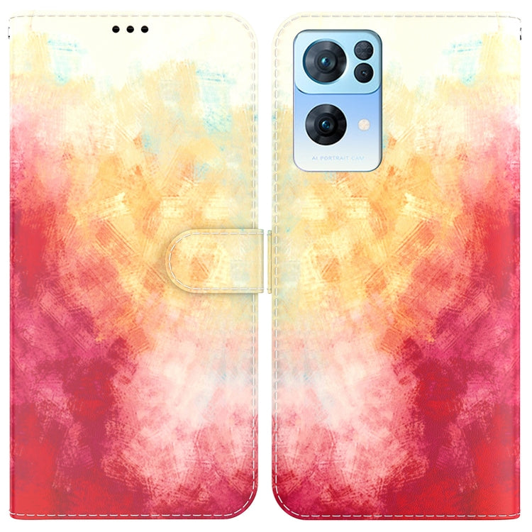 For OPPO Reno7 Pro 5G Watercolor Pattern Horizontal Flip Leather Phone Case