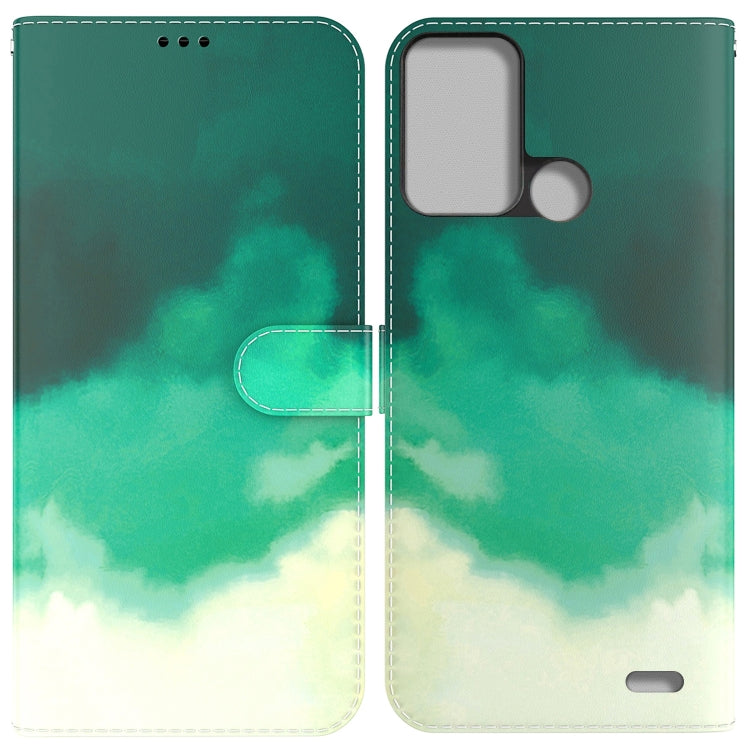 For ZTE Blade A52 Watercolor Pattern Horizontal Flip Leather Phone Case