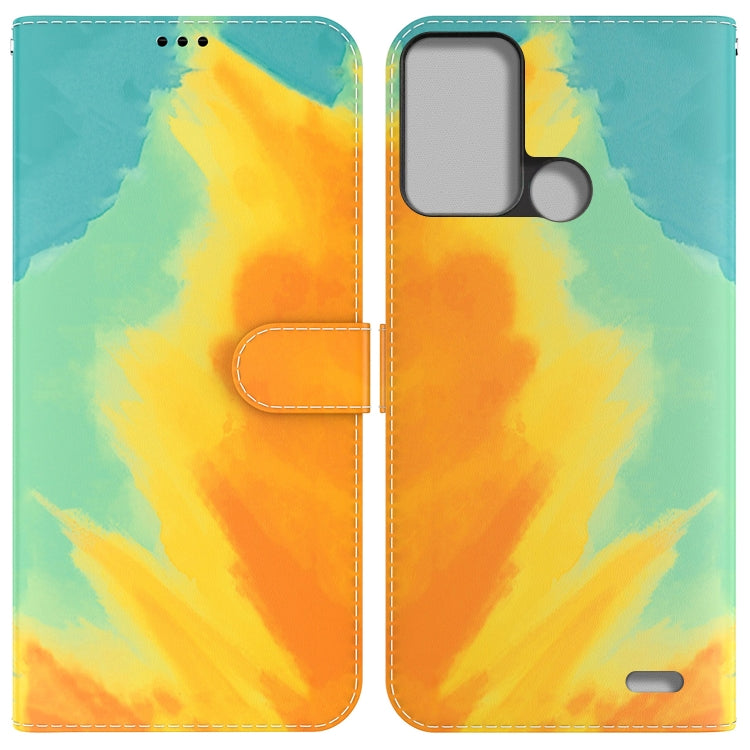 For ZTE Blade A52 Watercolor Pattern Horizontal Flip Leather Phone Case