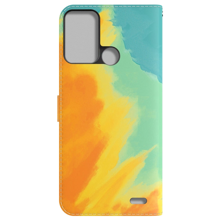 For ZTE Blade A52 Watercolor Pattern Horizontal Flip Leather Phone Case