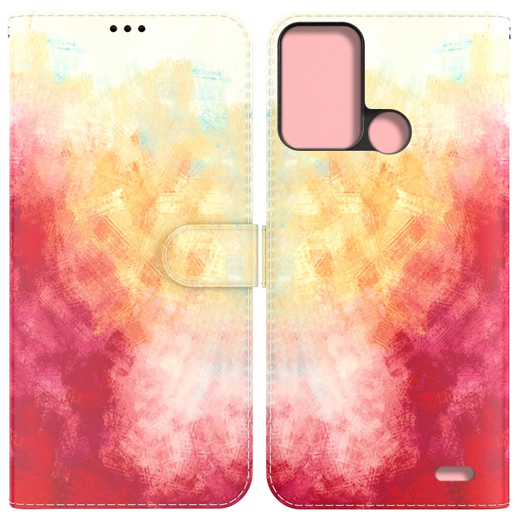 For ZTE Blade A52 Watercolor Pattern Horizontal Flip Leather Phone Case