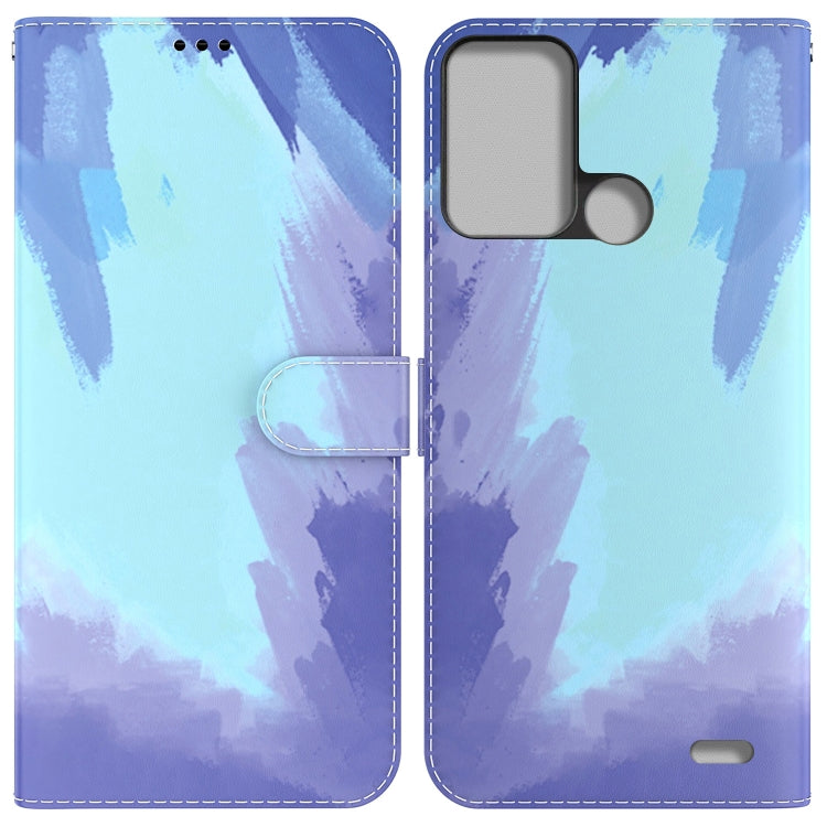 For ZTE Blade A52 Watercolor Pattern Horizontal Flip Leather Phone Case