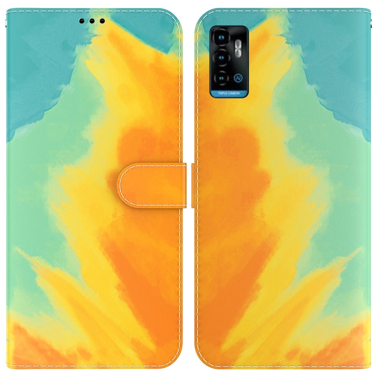 For ZTE Blade A72 / V40 Vita Watercolor Pattern Horizontal Flip Leather Phone Case