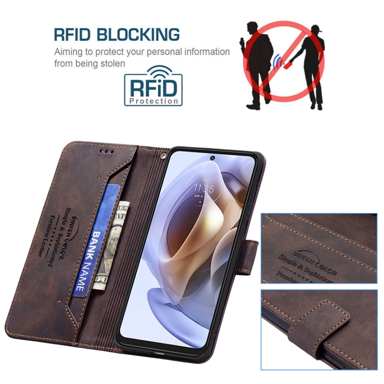 For Motorola Moto G31 / G41 Magnetic Clasp RFID Blocking Anti-Theft Leather Case