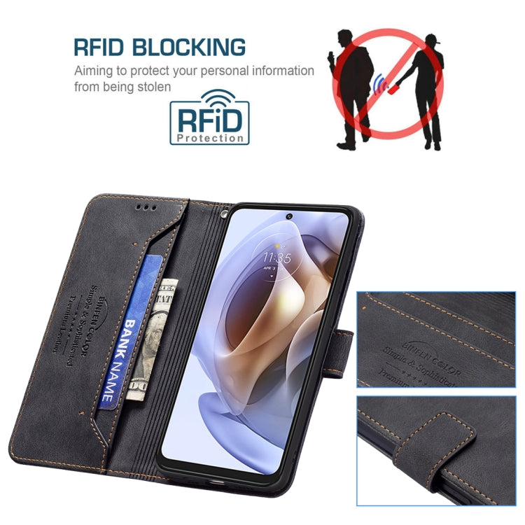 For Motorola Moto G31 / G41 Magnetic Clasp RFID Blocking Anti-Theft Leather Case