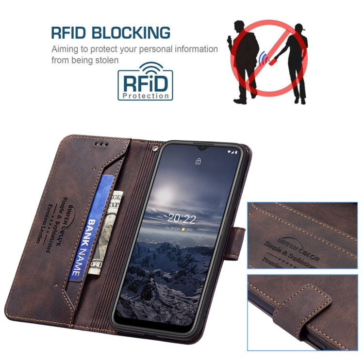For Nokia G21 / G11 Magnetic Clasp RFID Blocking Anti-Theft Leather Case