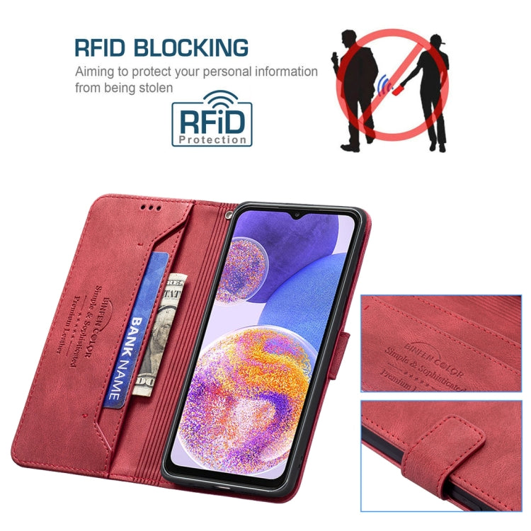 For Samsung Galaxy A23 5G Magnetic Clasp RFID Blocking Anti-Theft Leather Case