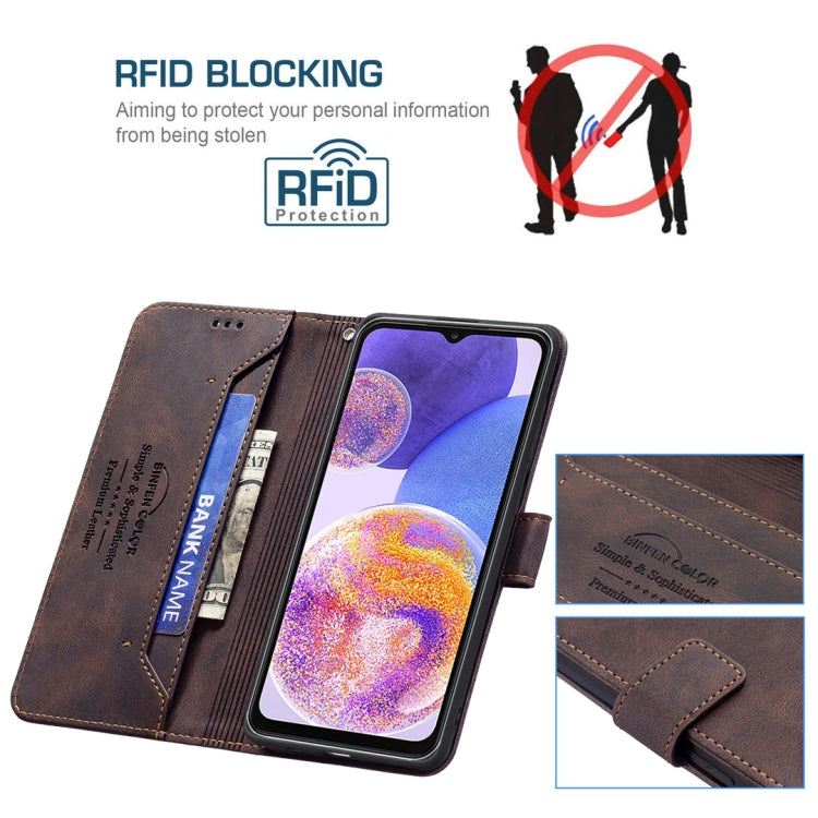 For Samsung Galaxy A23 5G Magnetic Clasp RFID Blocking Anti-Theft Leather Case