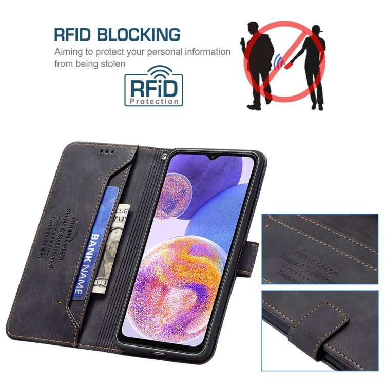 For Samsung Galaxy A23 5G Magnetic Clasp RFID Blocking Anti-Theft Leather Case