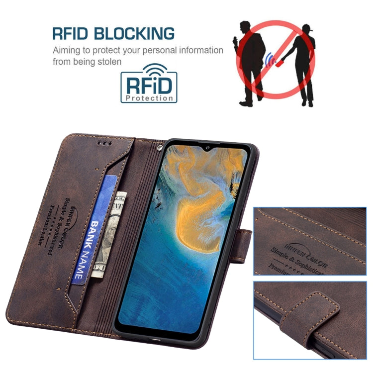 For ZTE Blade A51 Magnetic Clasp RFID Blocking Anti-Theft Leather Case