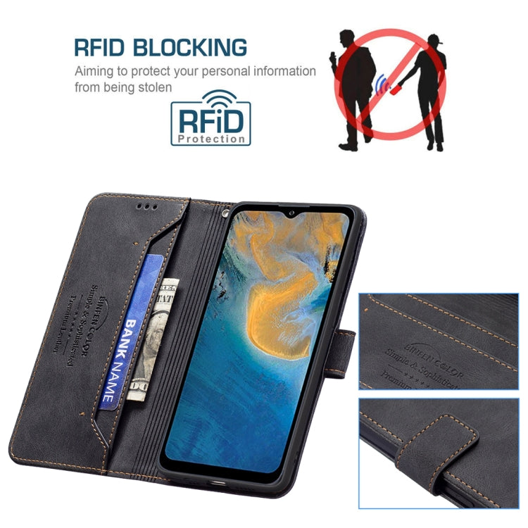 For ZTE Blade A51 Magnetic Clasp RFID Blocking Anti-Theft Leather Case
