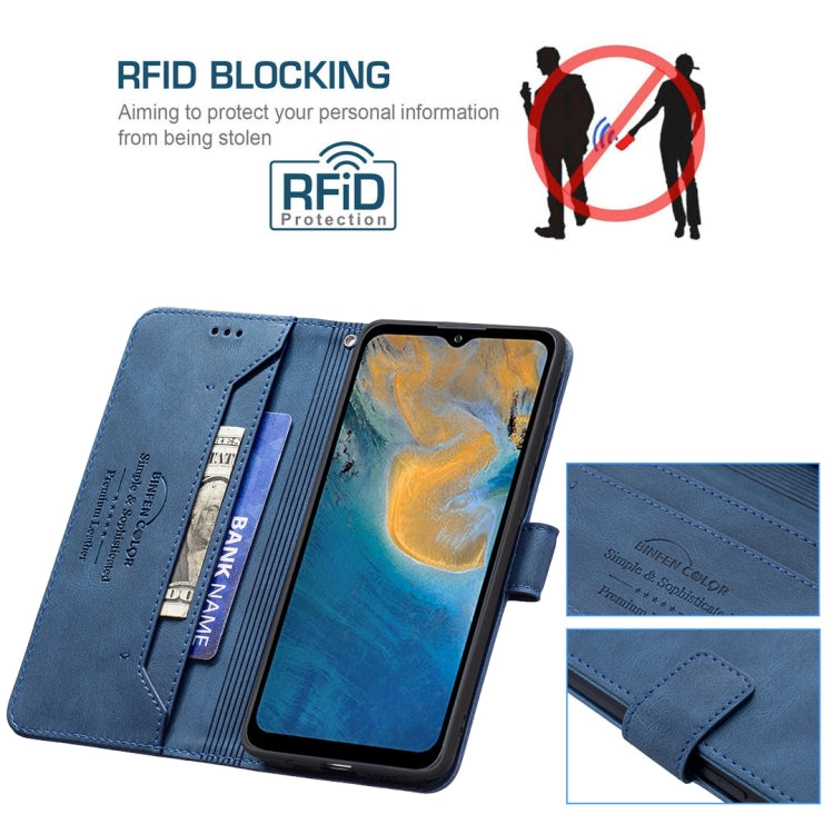 For ZTE Blade A51 Magnetic Clasp RFID Blocking Anti-Theft Leather Case