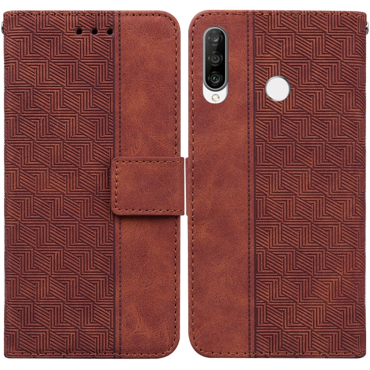 For Huawei P30 Lite / nova 4e Geometric Embossed Leather Phone Case