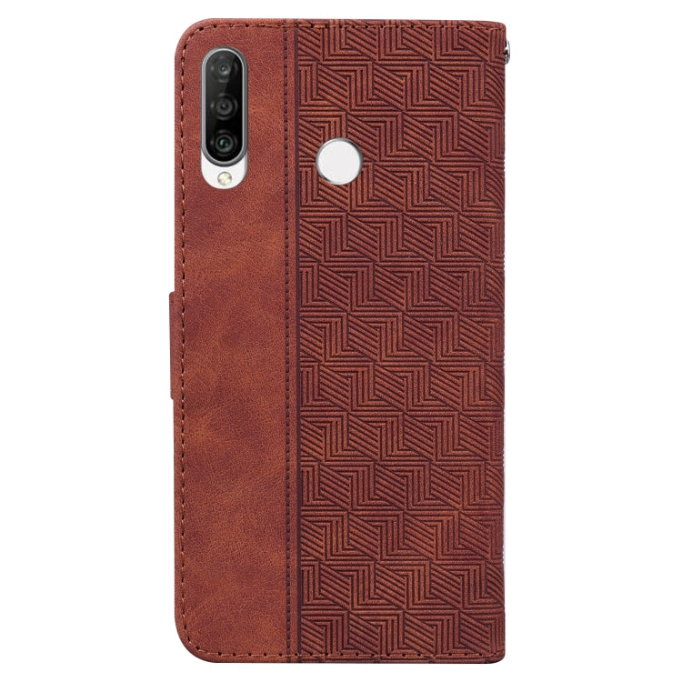 For Huawei P30 Lite / nova 4e Geometric Embossed Leather Phone Case