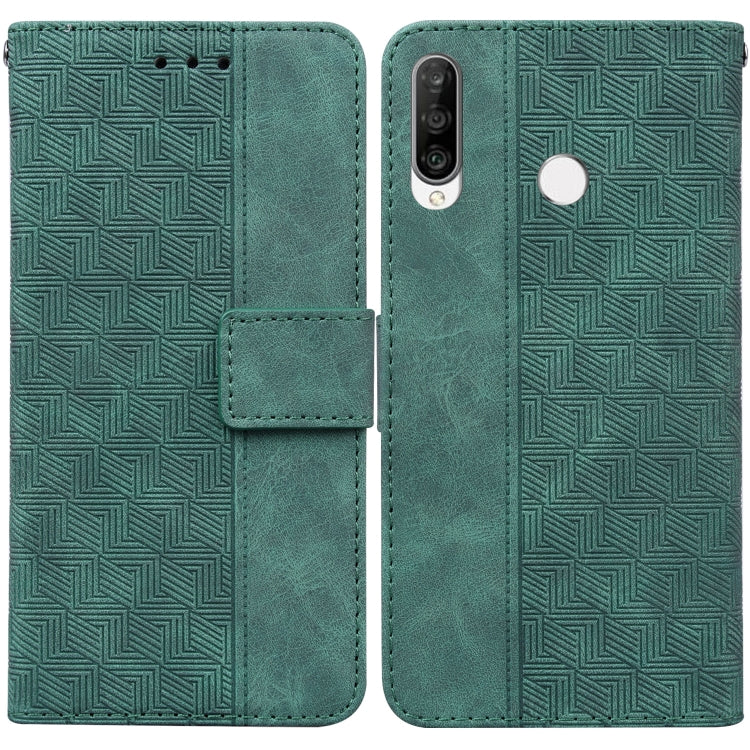 For Huawei P30 Lite / nova 4e Geometric Embossed Leather Phone Case