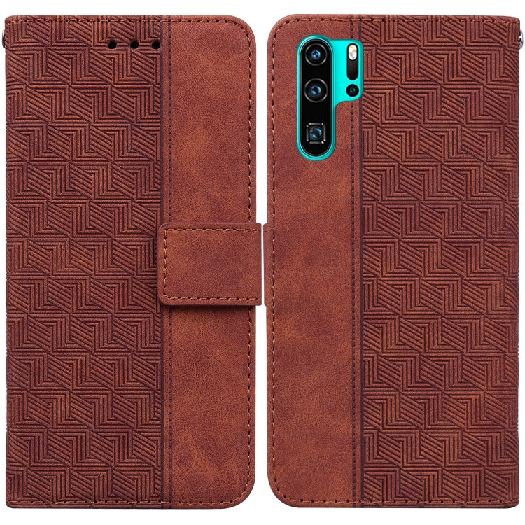 For Huawei P30 Pro Geometric Embossed Leather Phone Case