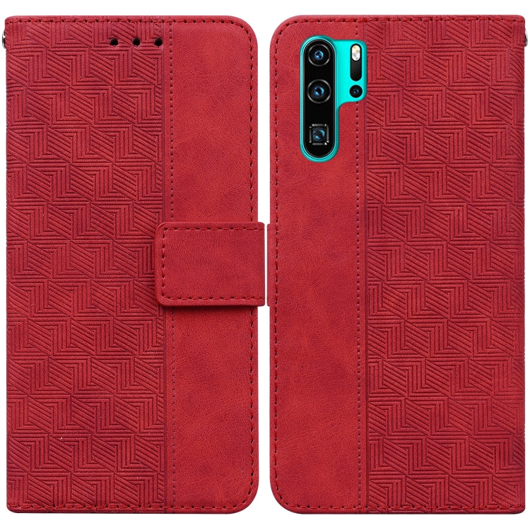 For Huawei P30 Pro Geometric Embossed Leather Phone Case
