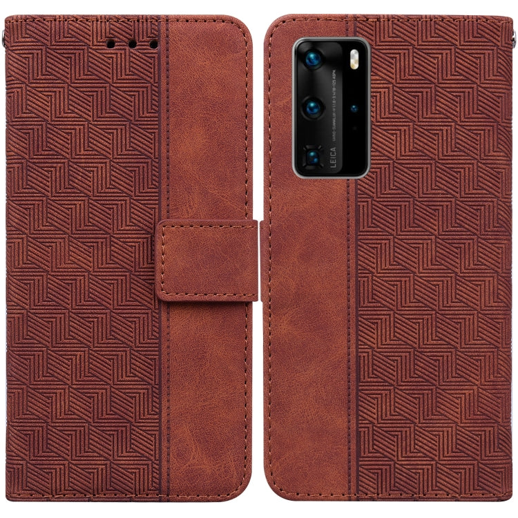 For Huawei P40 Pro Geometric Embossed Leather Phone Case