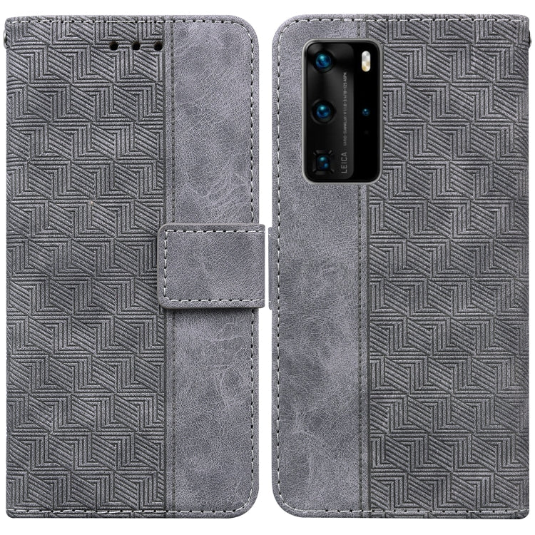 For Huawei P40 Pro Geometric Embossed Leather Phone Case