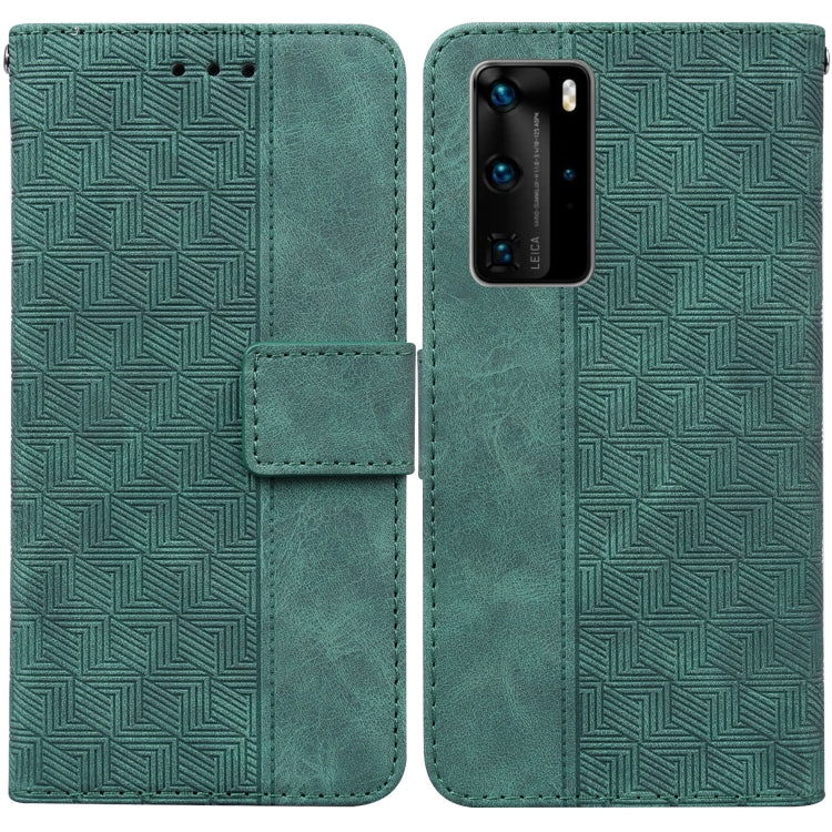 For Huawei P40 Pro Geometric Embossed Leather Phone Case