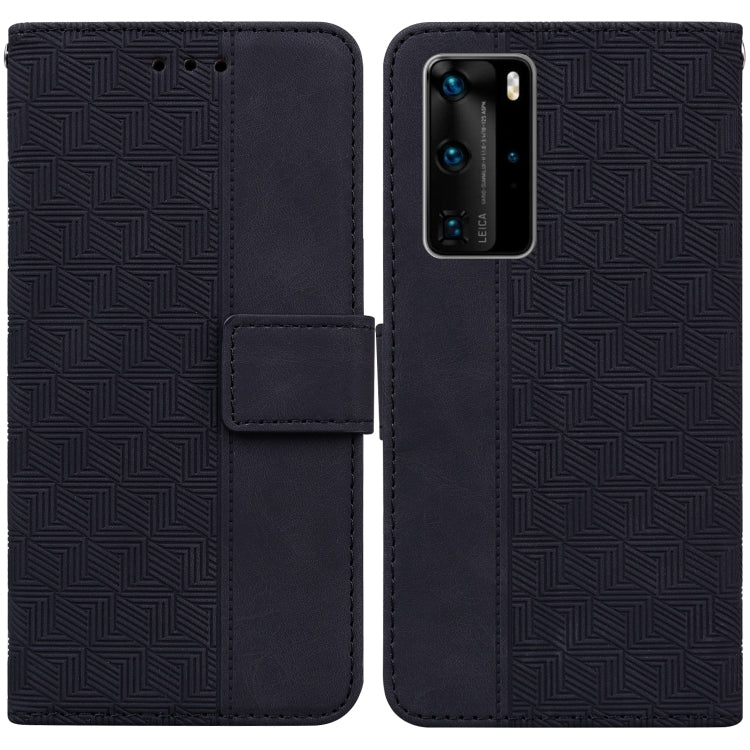 For Huawei P40 Pro Geometric Embossed Leather Phone Case