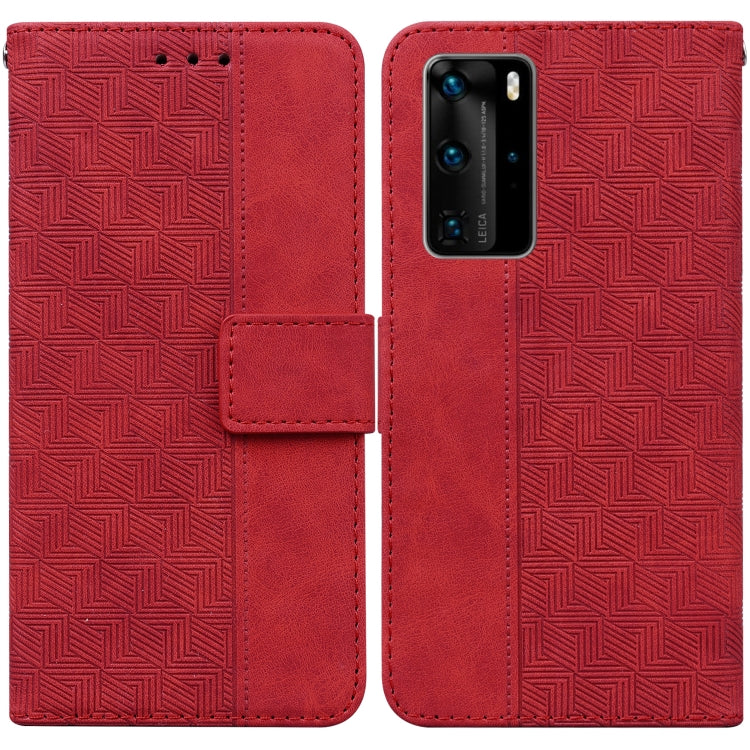 For Huawei P40 Pro Geometric Embossed Leather Phone Case