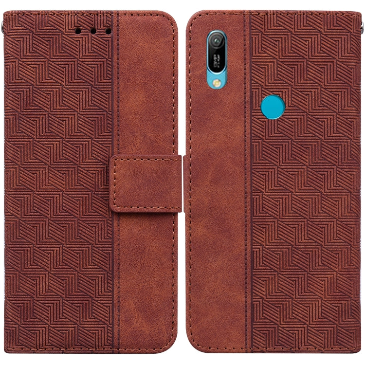 For Huawei Y6 2019 Geometric Embossed Leather Phone Case