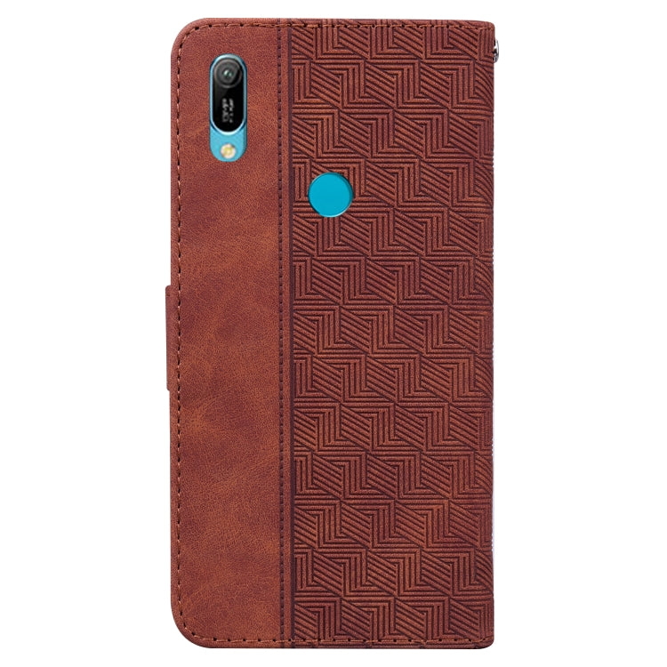 For Huawei Y6 2019 Geometric Embossed Leather Phone Case