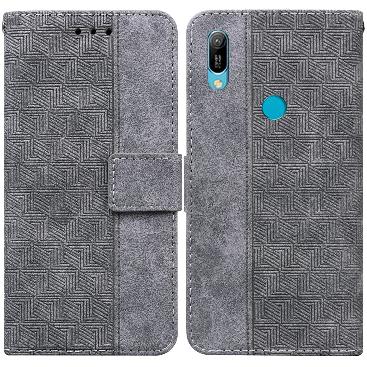 For Huawei Y6 2019 Geometric Embossed Leather Phone Case