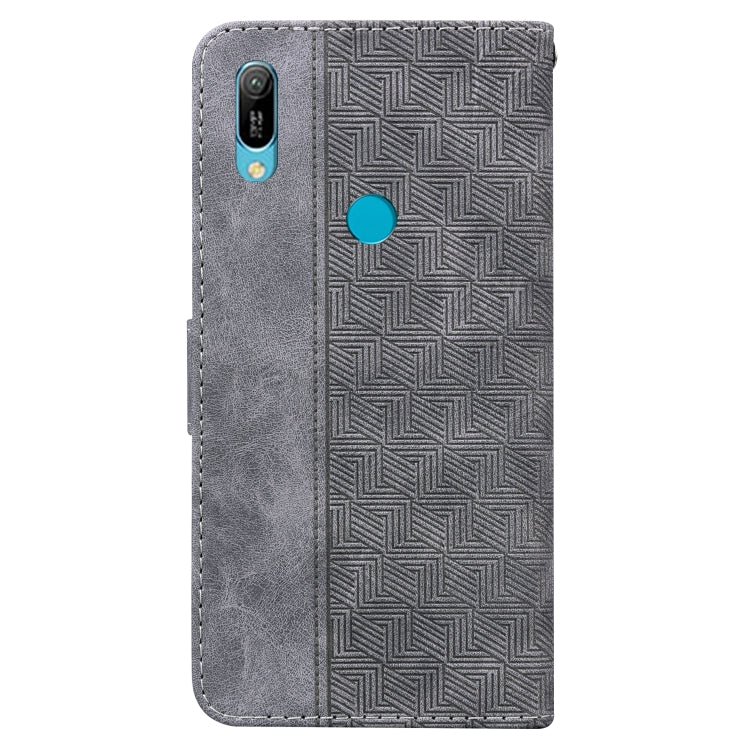 For Huawei Y6 2019 Geometric Embossed Leather Phone Case
