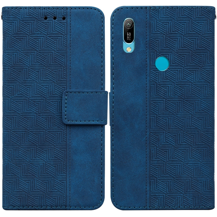 For Huawei Y6 2019 Geometric Embossed Leather Phone Case