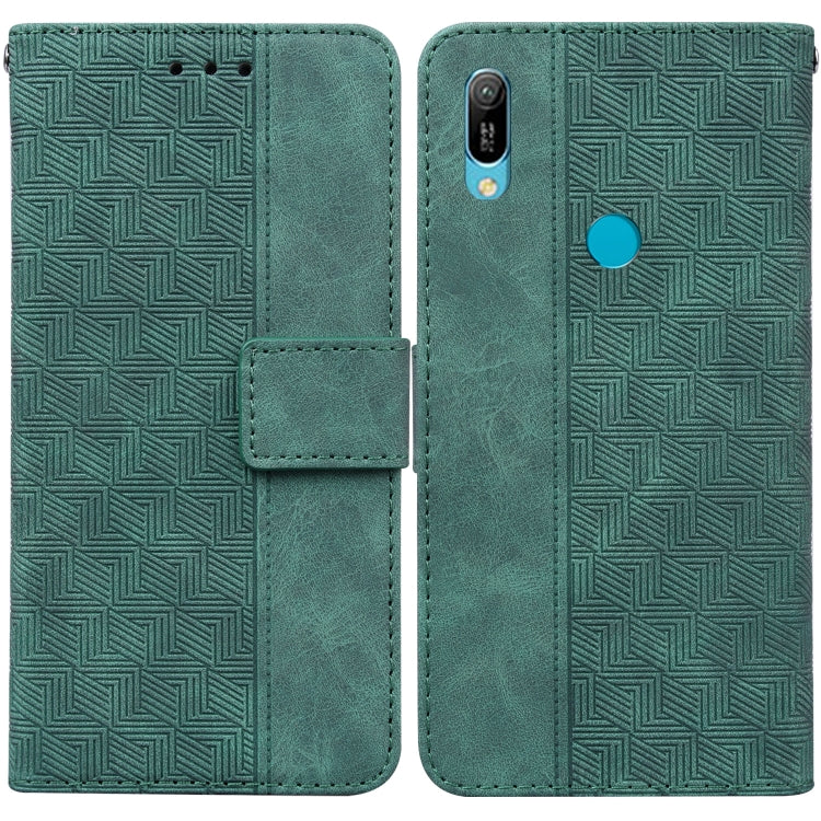 For Huawei Y6 2019 Geometric Embossed Leather Phone Case