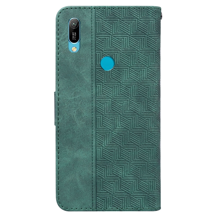 For Huawei Y6 2019 Geometric Embossed Leather Phone Case